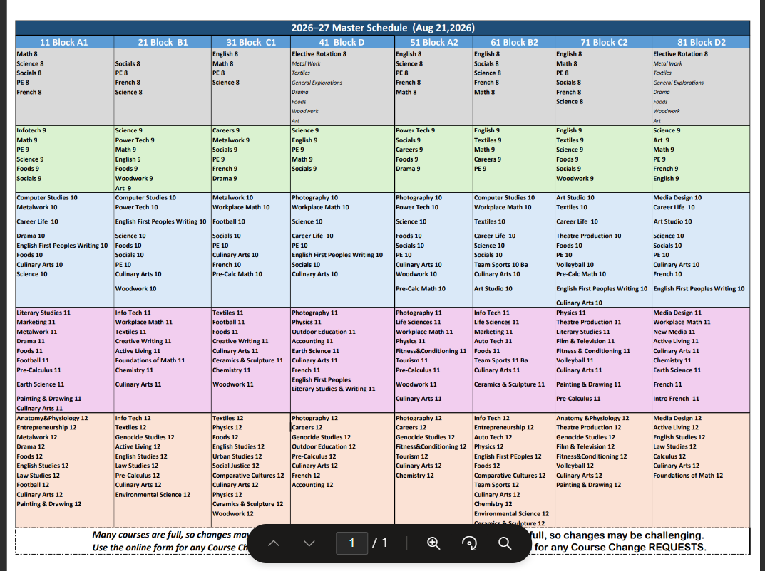 2026 27 master schedule